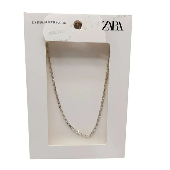 Zara 925 Sterling Silver Plated Box Chain Necklace - Picture 1 of 5